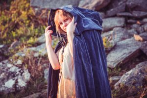 Navy blue velvet cloak