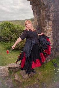 black and red wedding dress