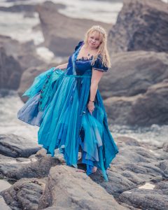 Blue mermaid wedding gown