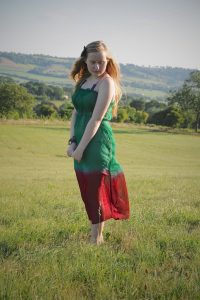 Green boho maxi dress
