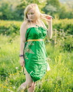 Green silk tunic top