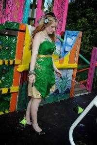 Green silk tunic top