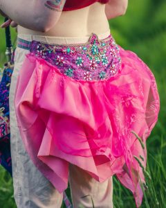 Pink tie-on bustle