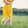 mustard yellow silk skirt
