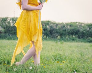 mustard yellow silk skirt