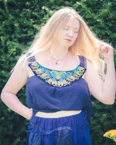 blue silk top