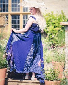 blue boho maxi skirt